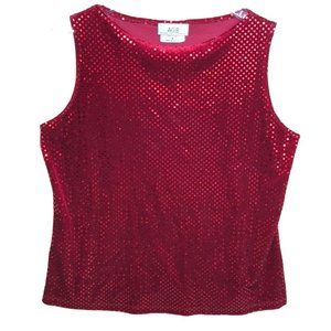 Red Sequiin Top Sleeveless Shell Size M AGB Byer California Made in the U.S.A.